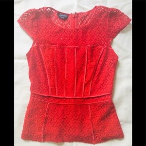 BEBE LACED RED TOP